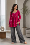 Women Floral Printed Square Neck Short Kurti