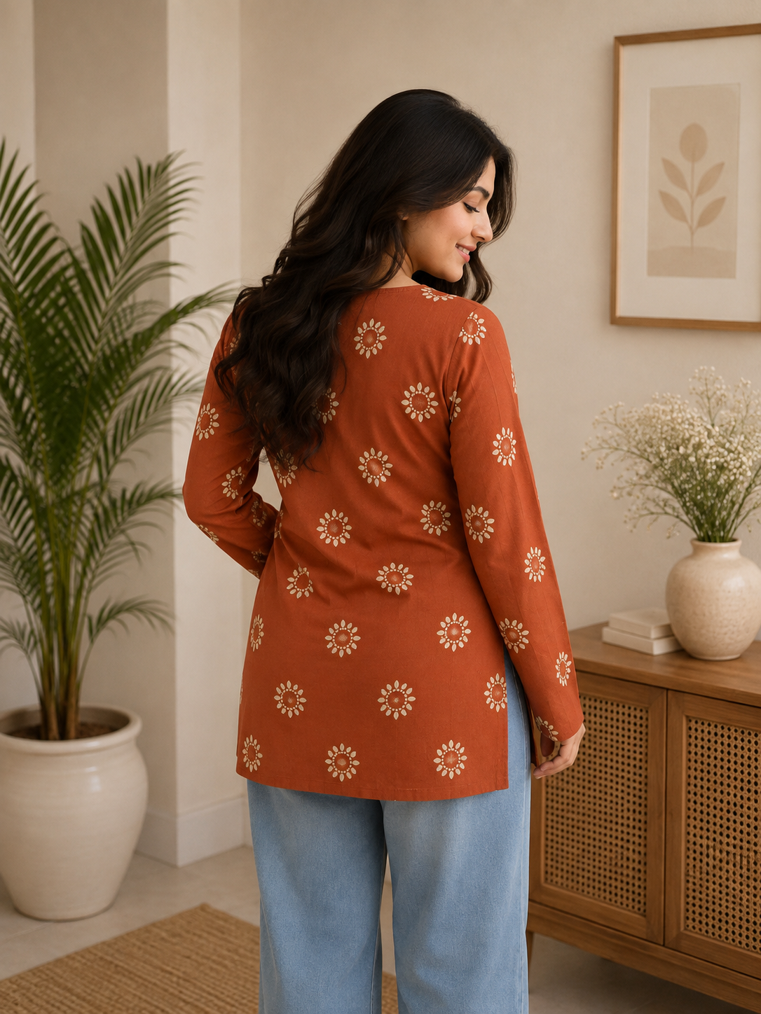 tha beutifull womane bell top awsome print