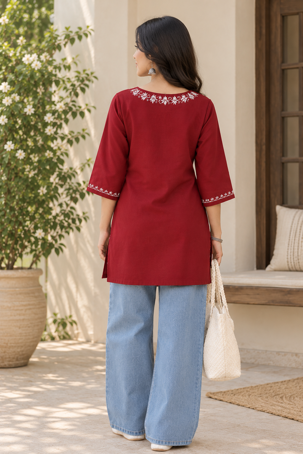 Women Maroon short kurtis for women