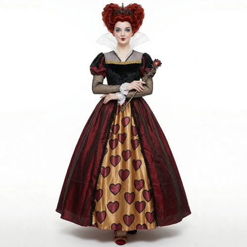 Alice in Wonderland Red Queen Cosplay Costume, Halloween Stage Performance Dress