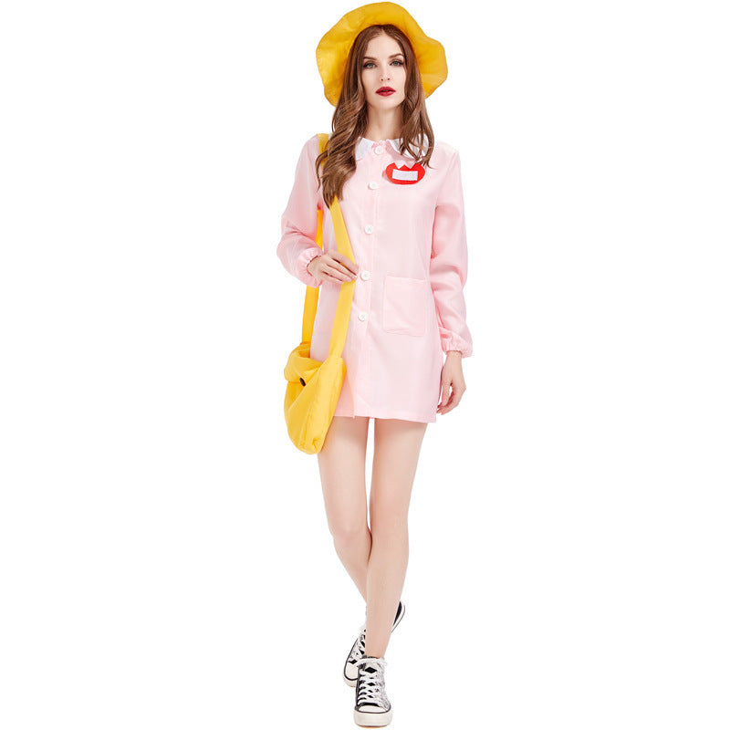 Teacher Halloween Cosplay Costume, Adult Multi-Size, Two-Tone Japanese Kindergarten Uniform, Long Sleeve