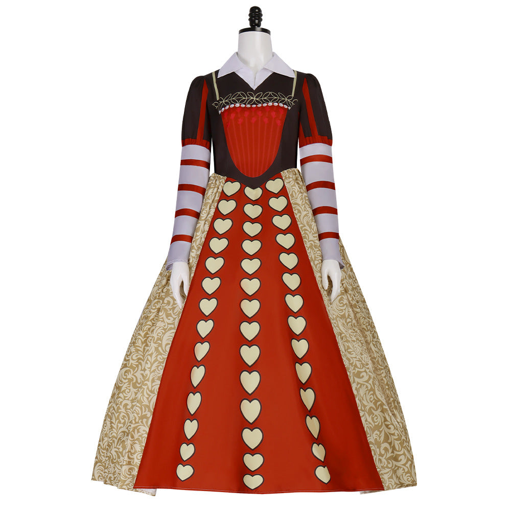 Alice in Wonderland Queen of Hearts Cosplay Costume Royal Style Long Dress Halloween Performance Clothing