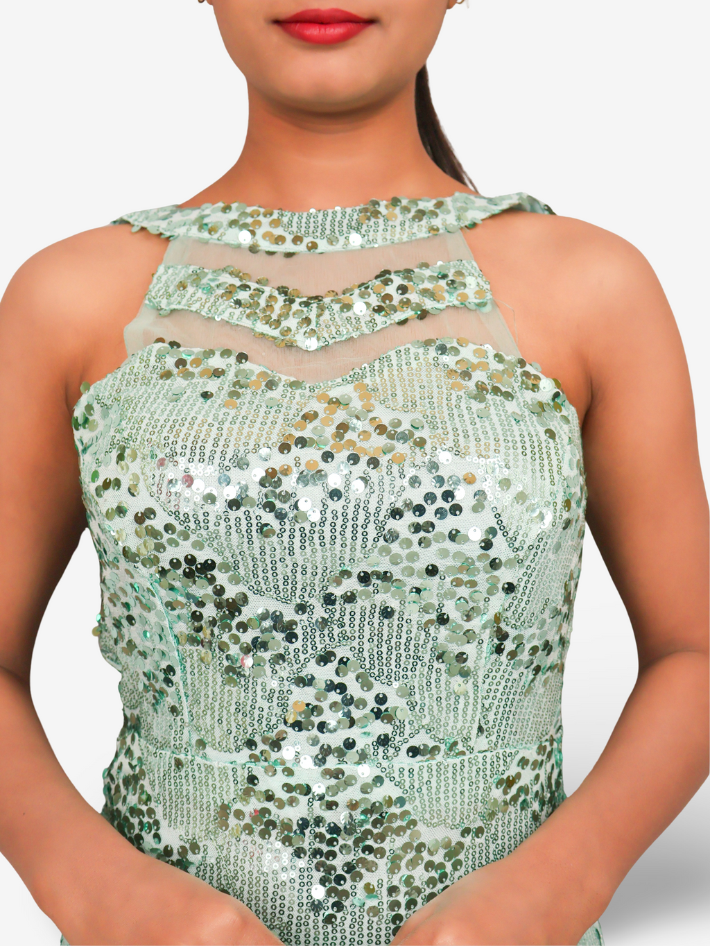 Sparkling Sequins Round Neck Bodycon Mini Dress by Shreekama