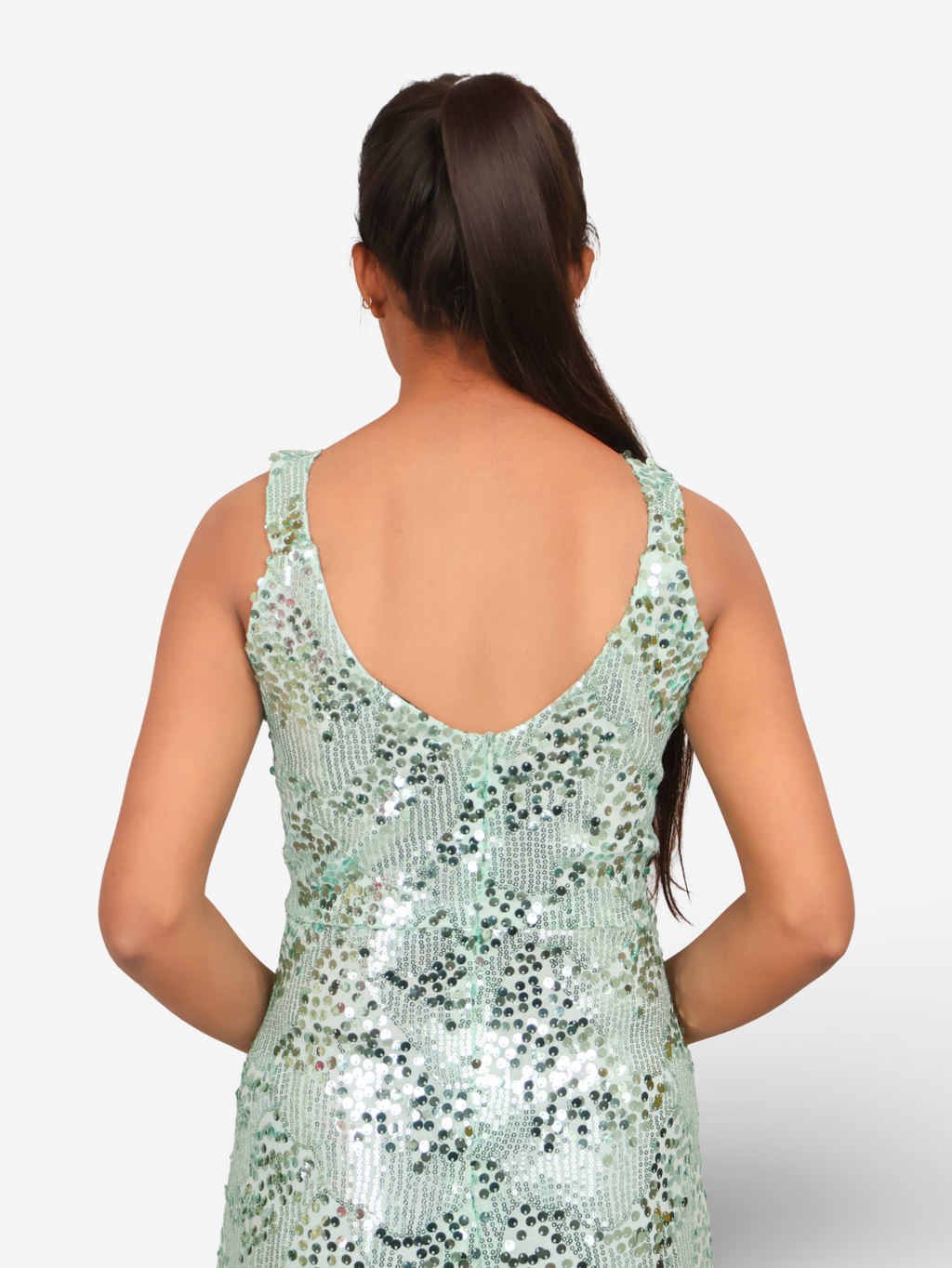Sparkling Sequins Round Neck Bodycon Mini Dress by Shreekama