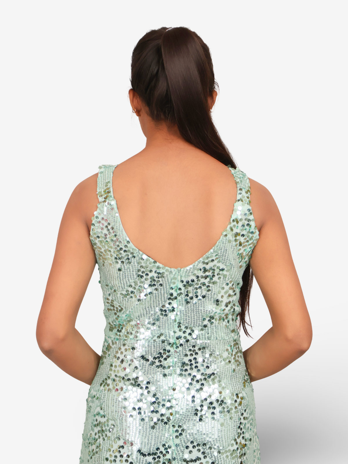 Sparkling Sequins Round Neck Bodycon Mini Dress by Shreekama